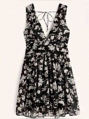 Abercrombie & Fitch Floral Plunge Chiffon Mini Dress Open Back XS Petite NWT